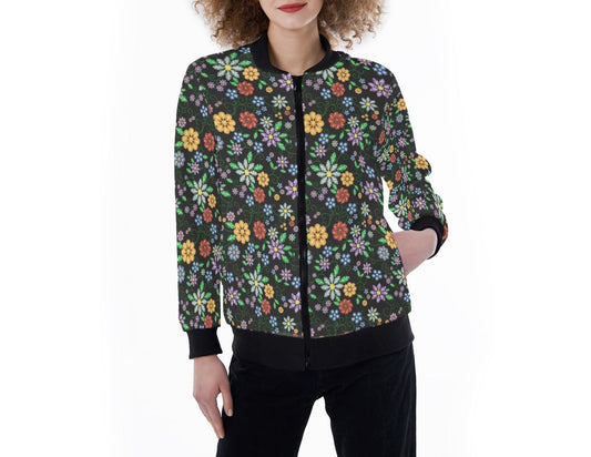 Métis Inspired Floral Beaded Light Ribbed Jacket