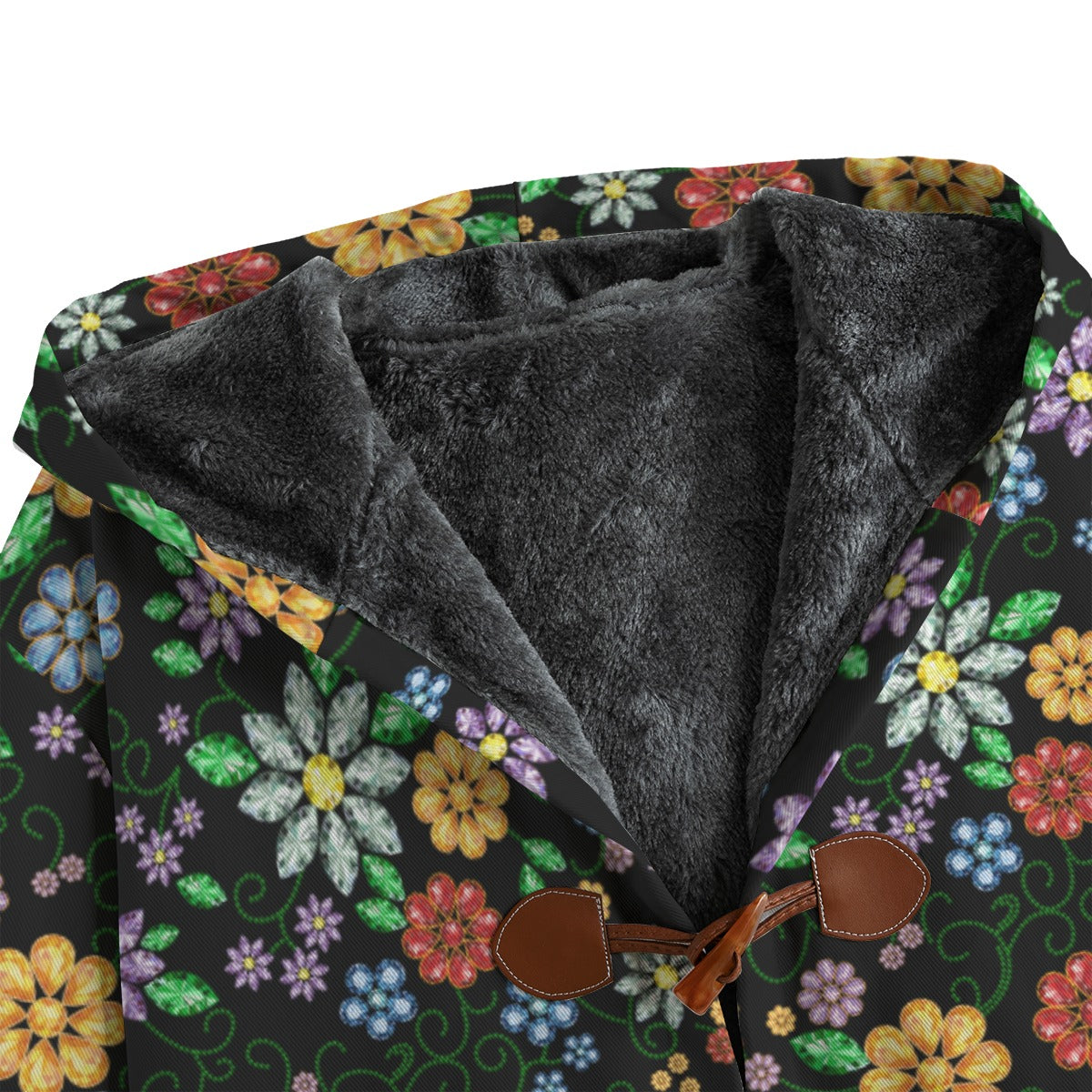 Men's Métis Inspired Floral Beaded Canvas Fleece Jacket