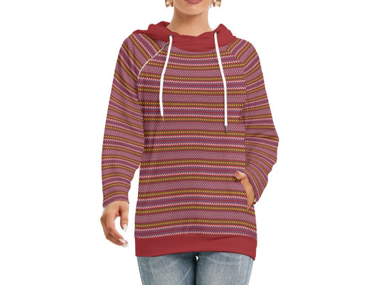 Métis Sash Print Double Hooded Lightweight Sweater