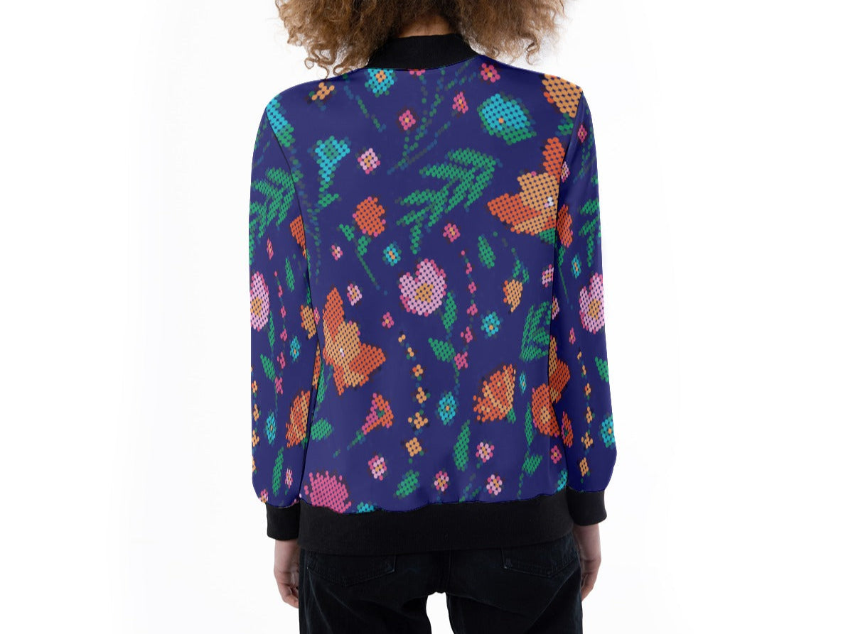 Métis Digital Dotted Floral Light Ribbed Jacket