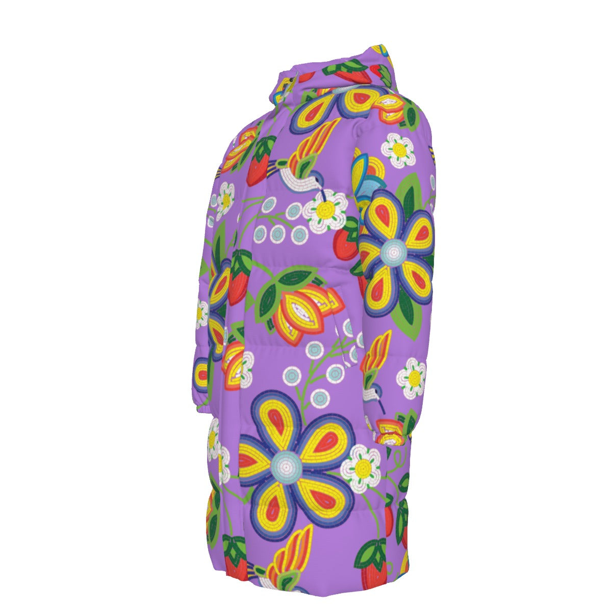 Unisex Métis Lavender Floral Beaded Down Filled Jacket