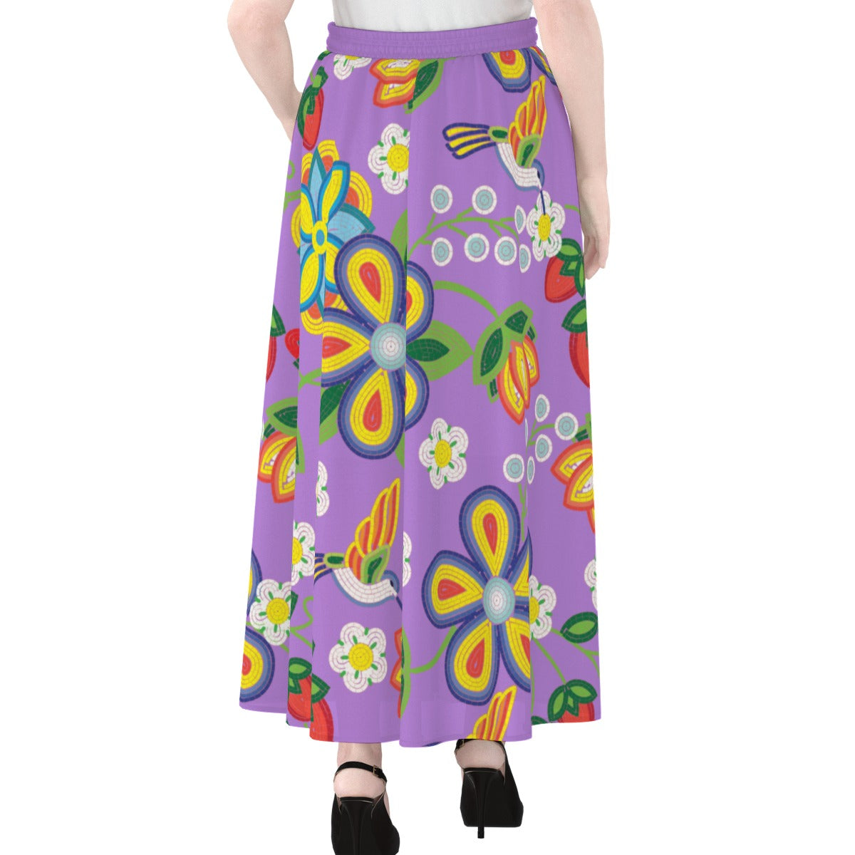 Métis Lavender Floral Beaded Lined Maxi Skirt