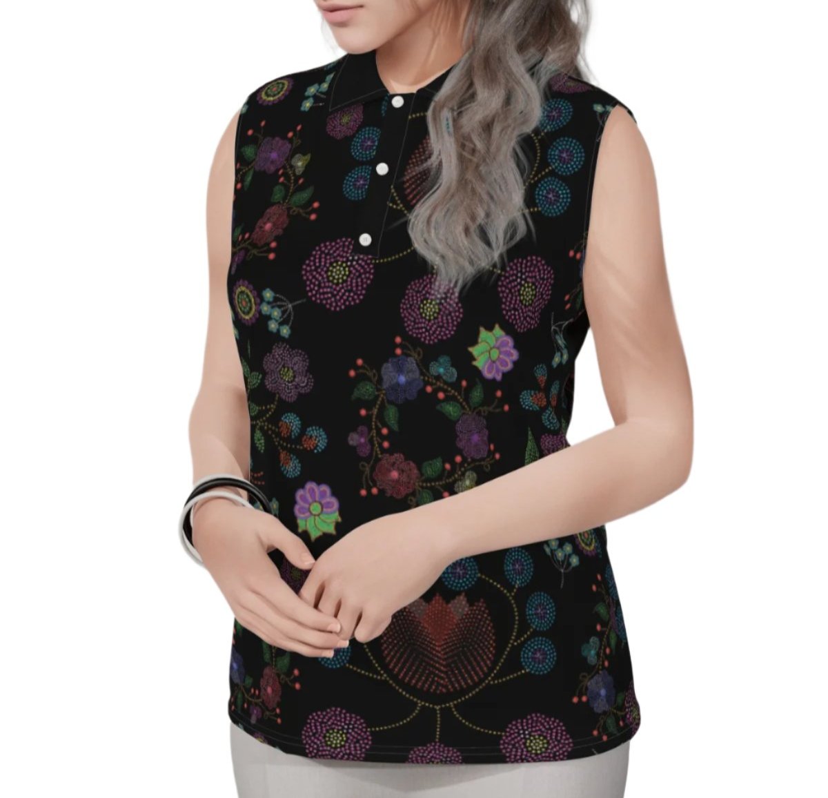 Women's Métis Floral Dotted Sleeveless Polo