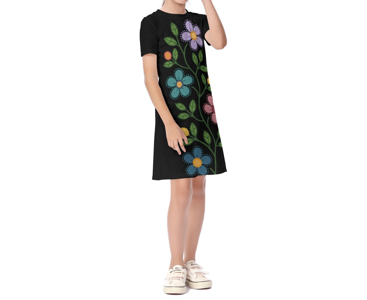 Métis Dotted Floral Short Sleeve Dress