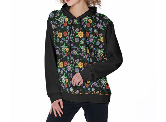 Métis Inspired Floral Beaded Fleece Hoodie