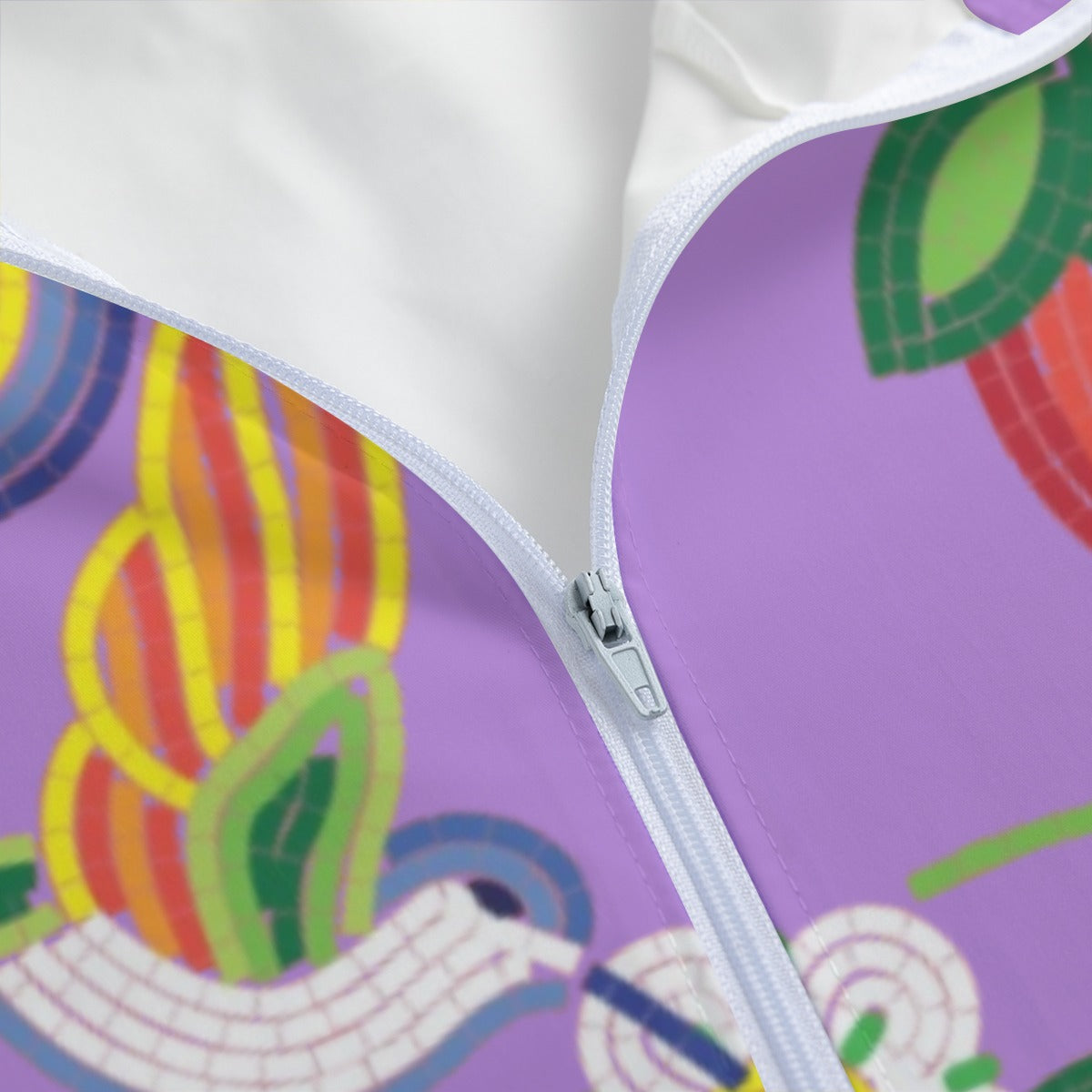 Unisex Métis Lavender Floral Beaded Windbreaker Rain Coat