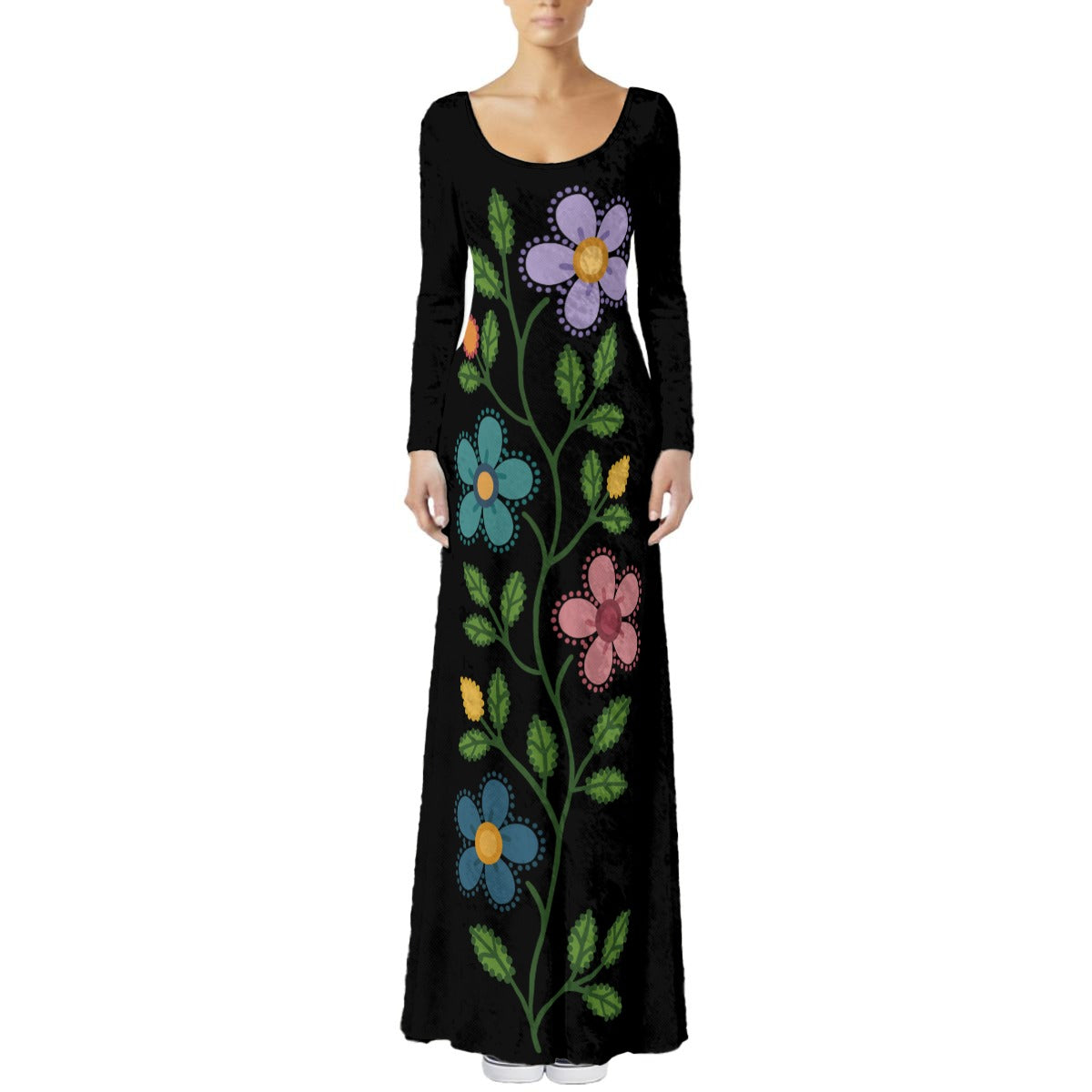 Métis Dotted Floral Velvet Maxi Dress