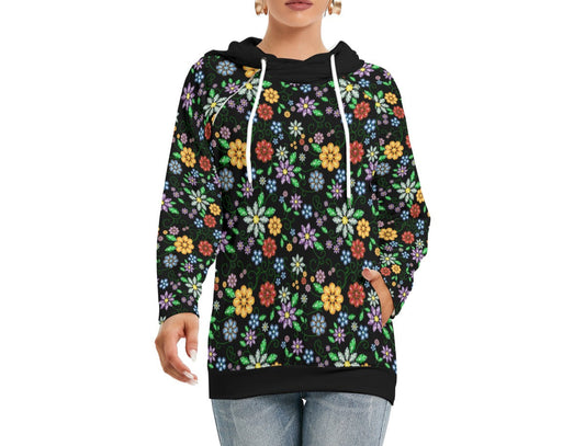 Métis Inspired Floral Beaded Double Hooded Lightweight Sweater