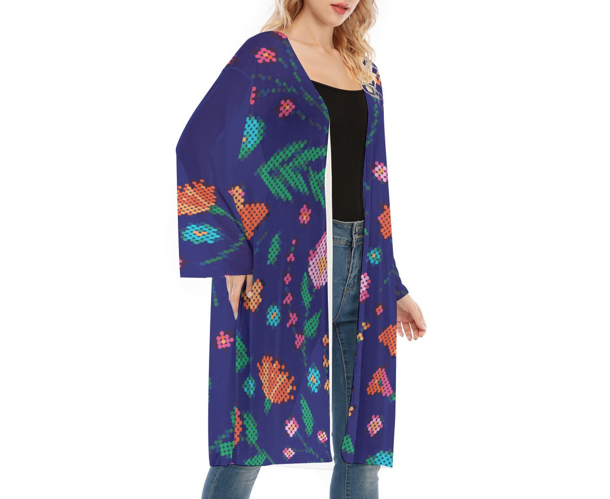 Métis Digital Dotted Floral Mesh Cardigan