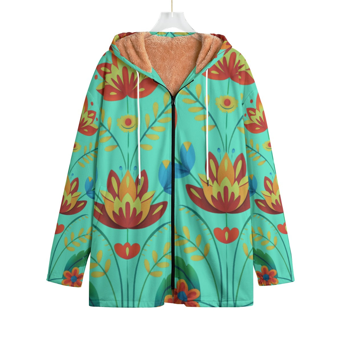 Children's Turquoise Floral Plush Jacket