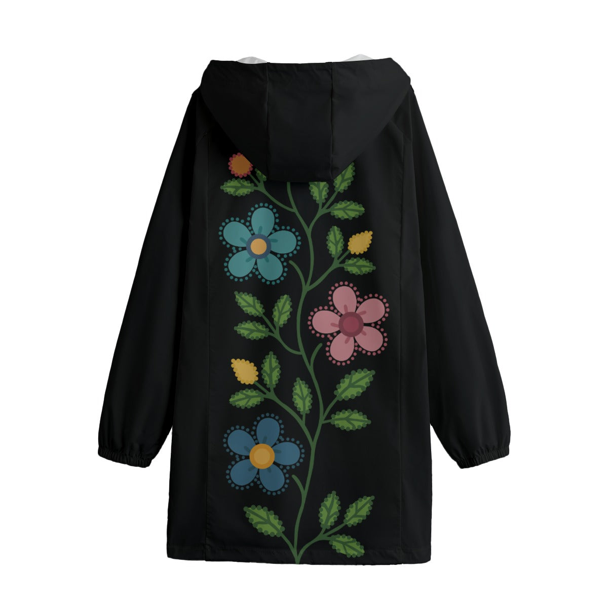 Unisex Métis Dotted Floral Windbreaker Rain Coat