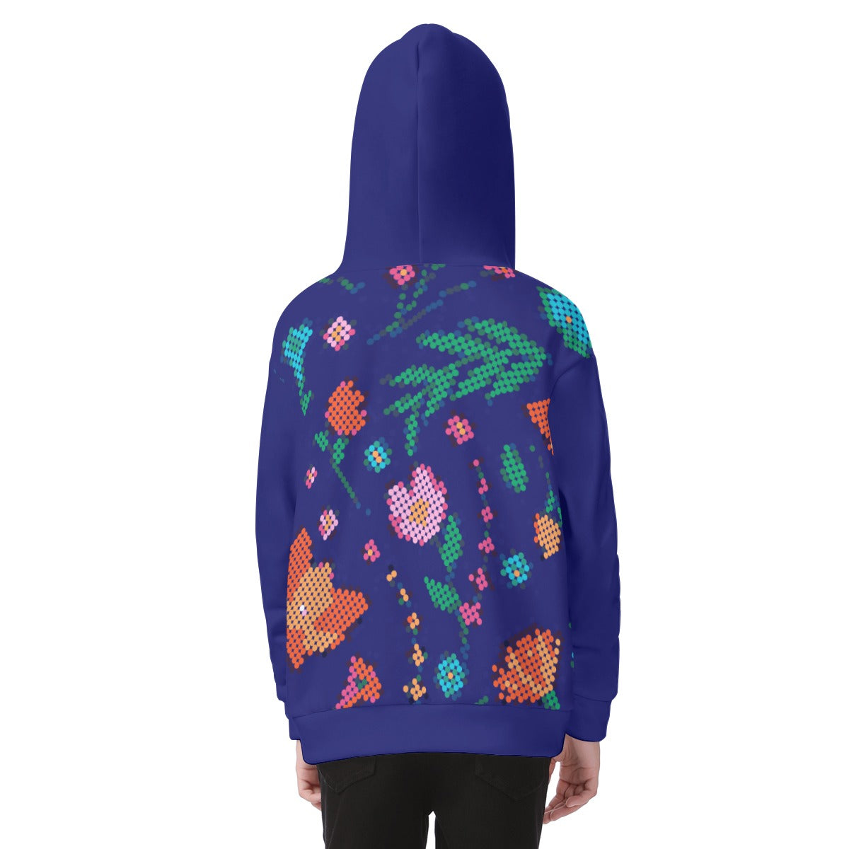 Métis Digital Dotted Floral Fleece Zip  Hoodie