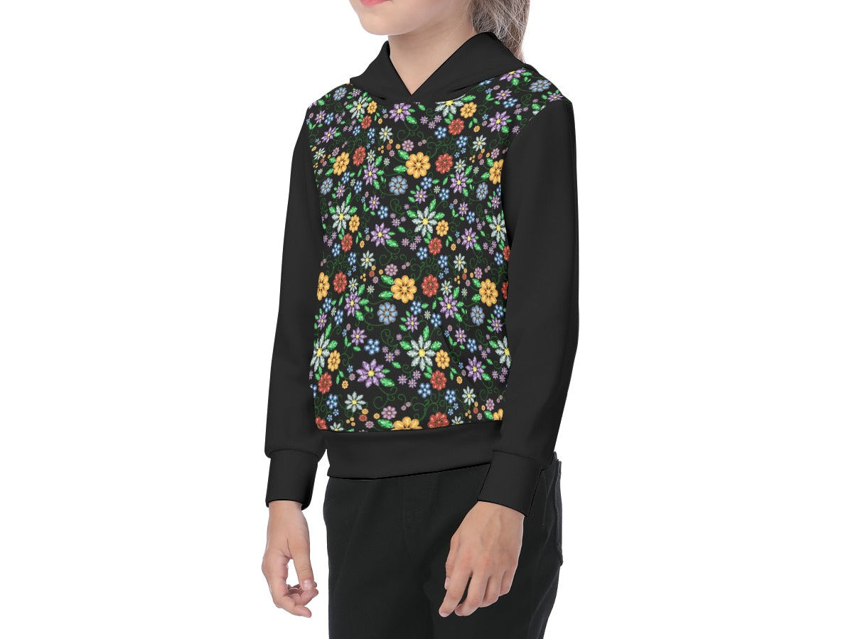 Métis Inspired Floral Beaded Fleece Pullover Hoodie