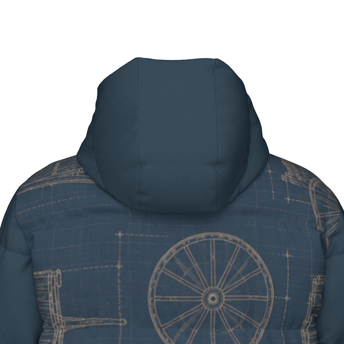 Red River Cart Blueprint Down Filled Jacket