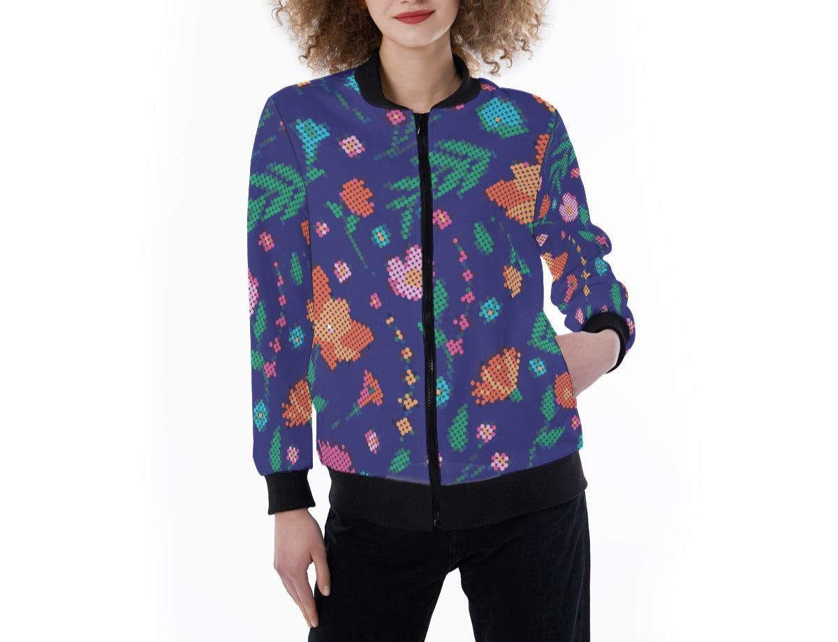 Métis Digital Dotted Floral Light Ribbed Jacket
