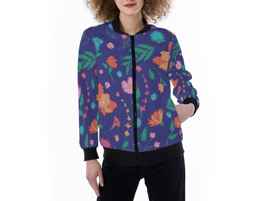 Métis Digital Dotted Floral Light Ribbed Jacket