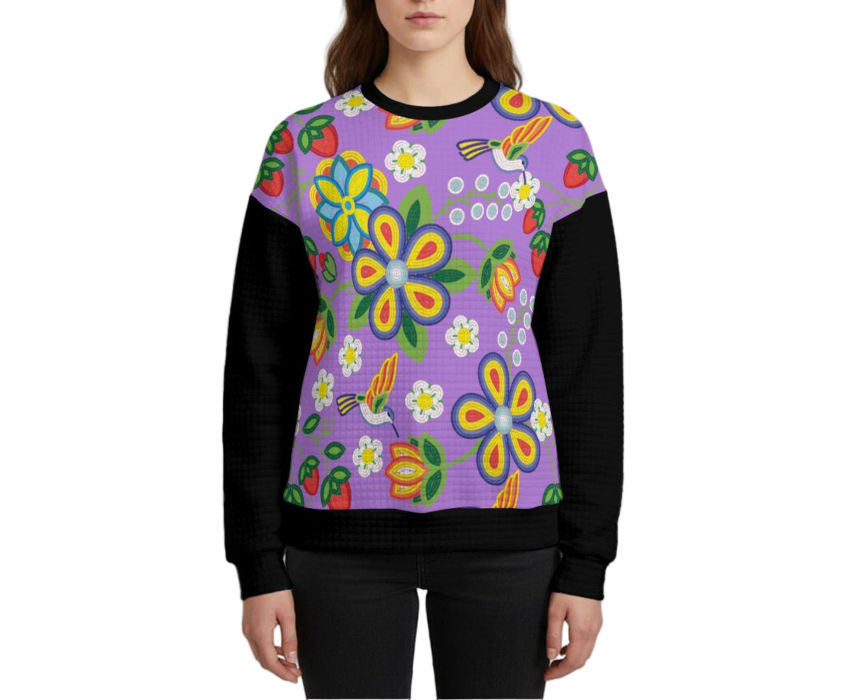 Métis Lavender Floral Beaded Waffle Knit Sweatshirt
