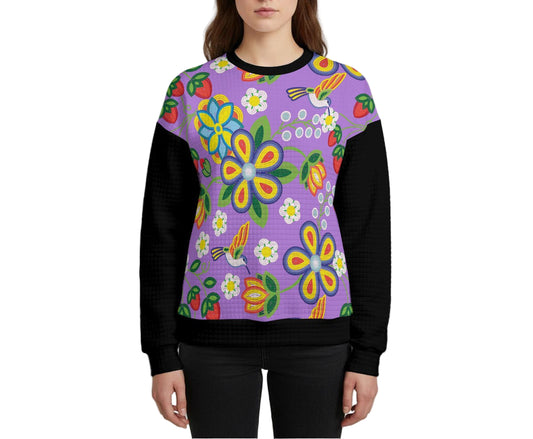 Métis Lavender Floral Beaded Waffle Knit Sweatshirt