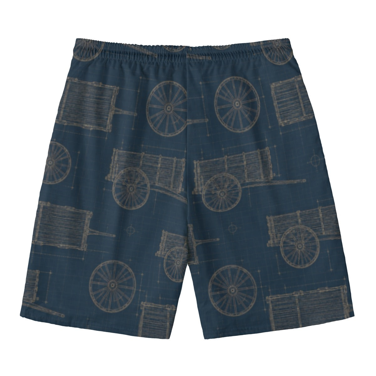 Red River Cart Blueprint Beach Shorts