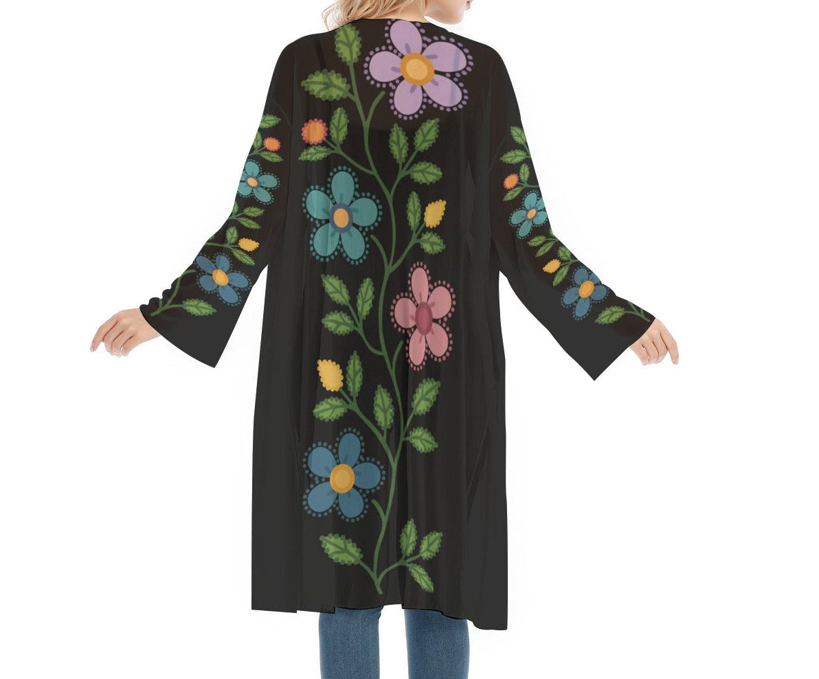 Métis Dotted Floral Mesh Cardigan