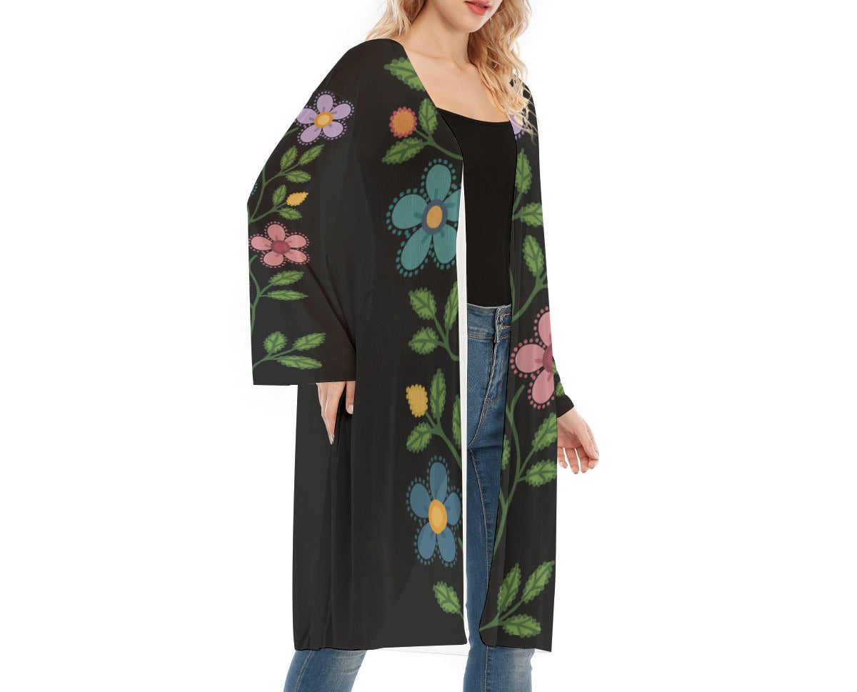 Métis Dotted Floral Mesh Cardigan