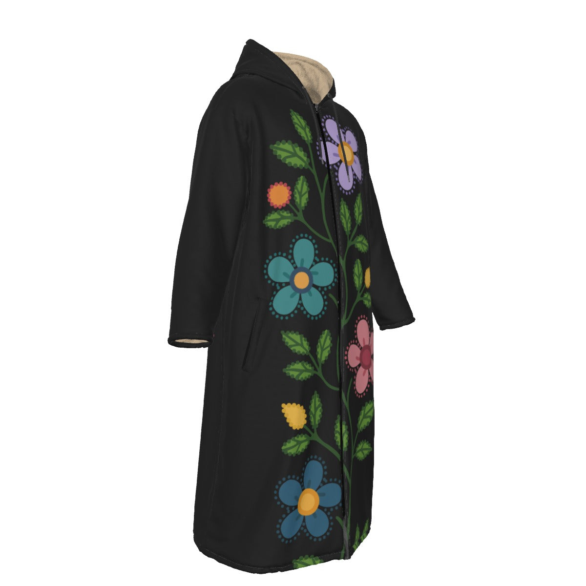 Métis Dotted Floral Long Fleece Jacket