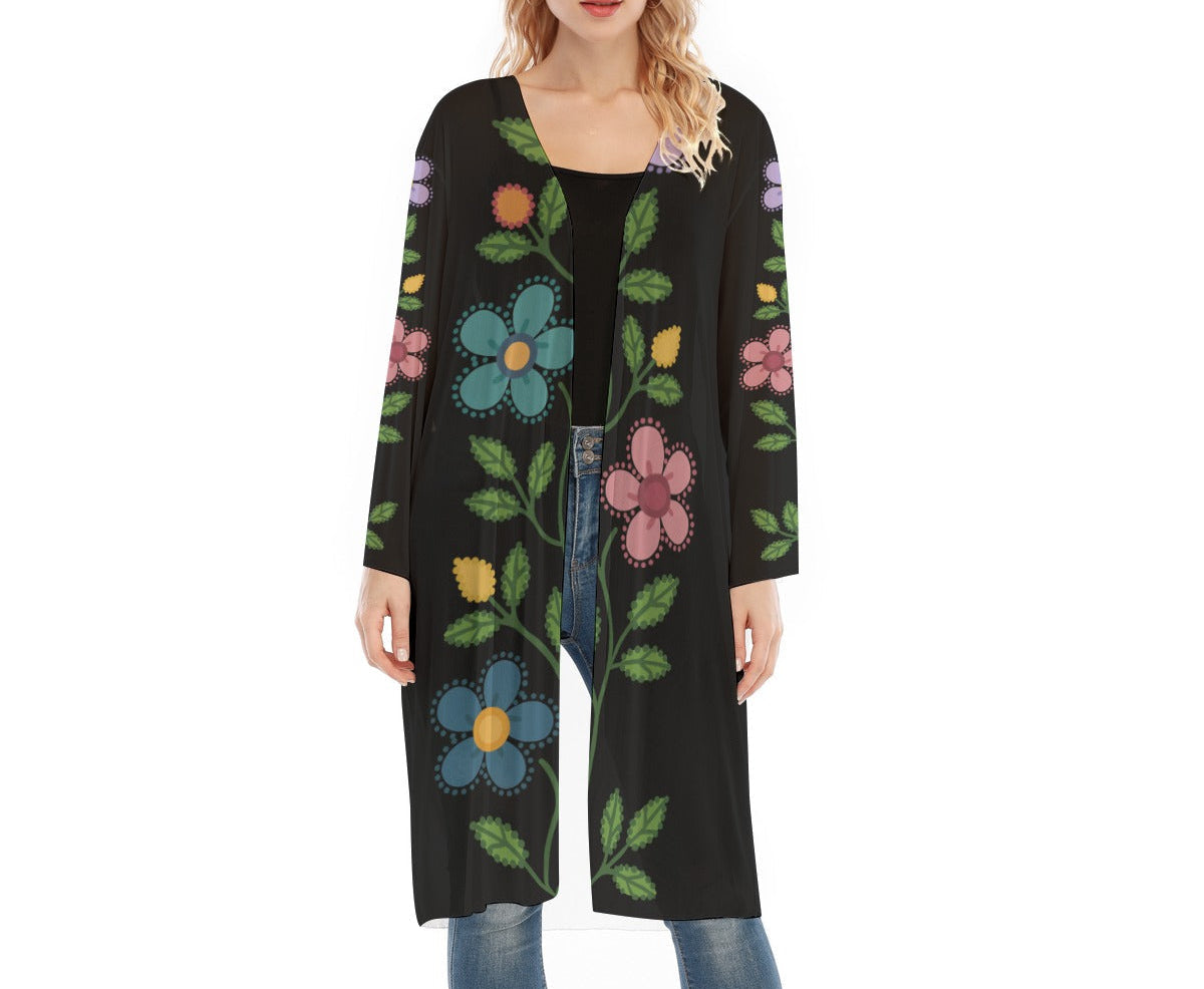 Métis Dotted Floral Mesh Cardigan