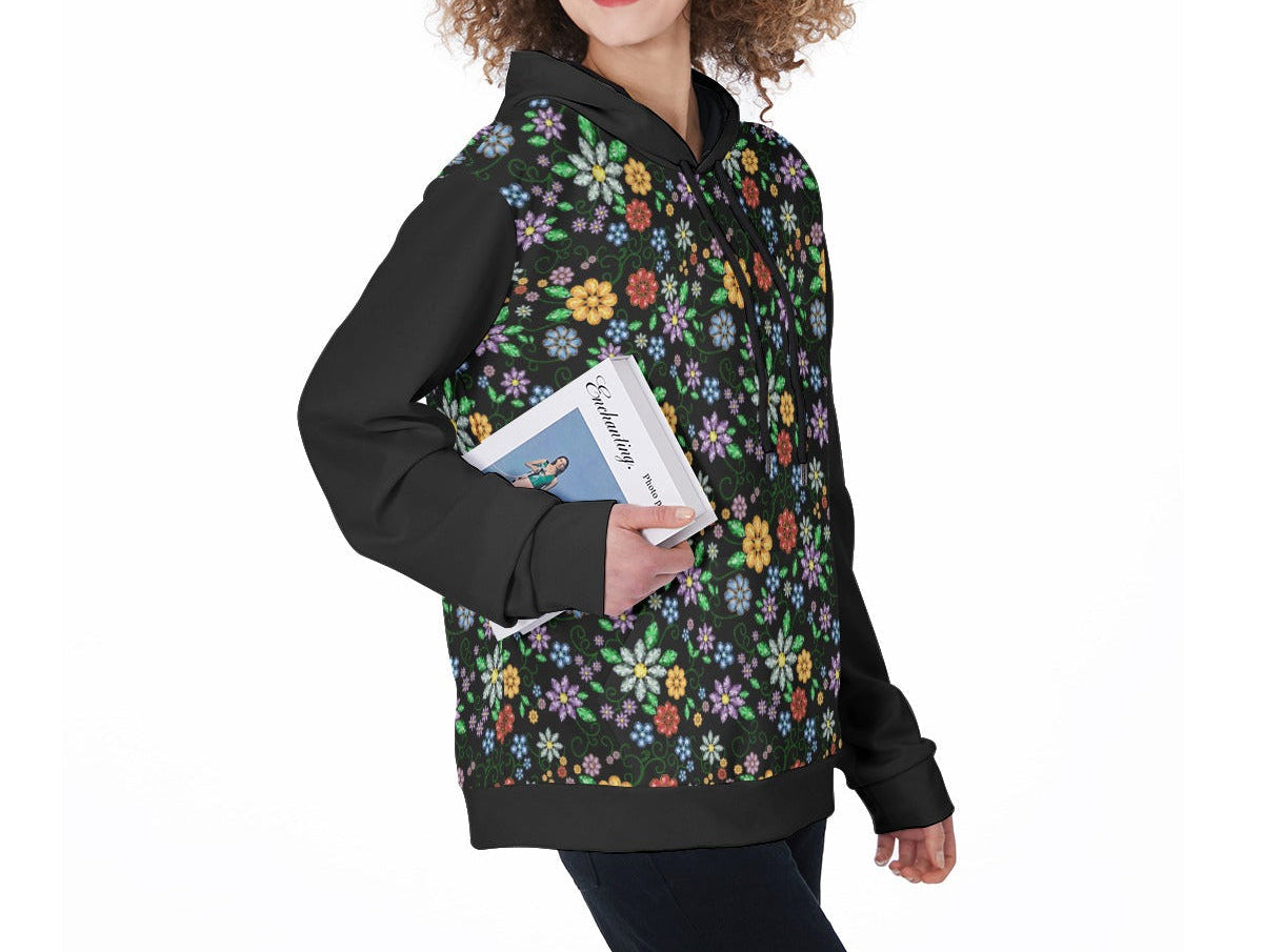 Métis Inspired Floral Beaded Fleece Hoodie