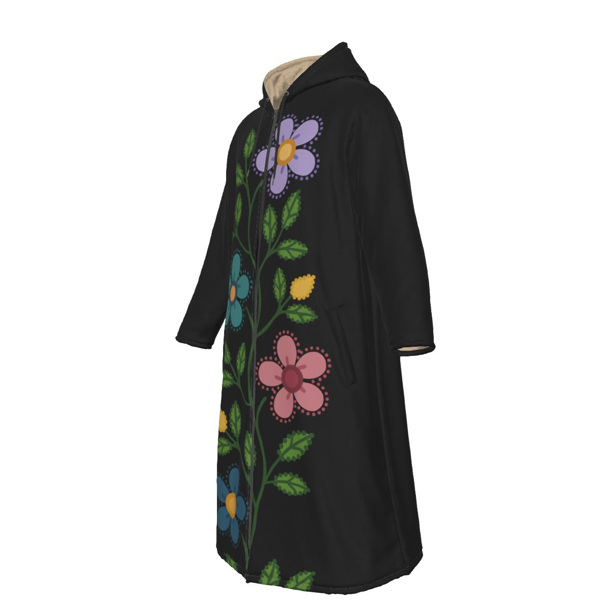 Métis Dotted Floral Long Fleece Jacket