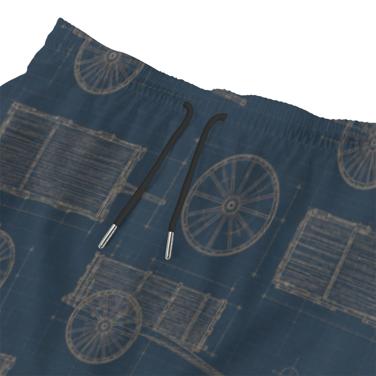 Red River Cart Blueprint Beach Shorts