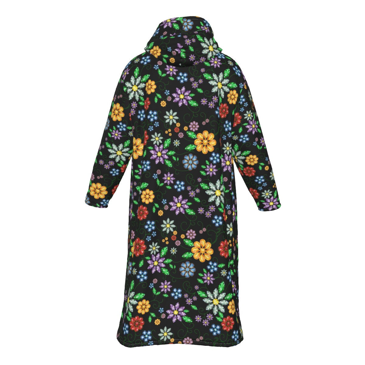 Men's Métis Inspired Floral Beaded Long Fleece Jacket