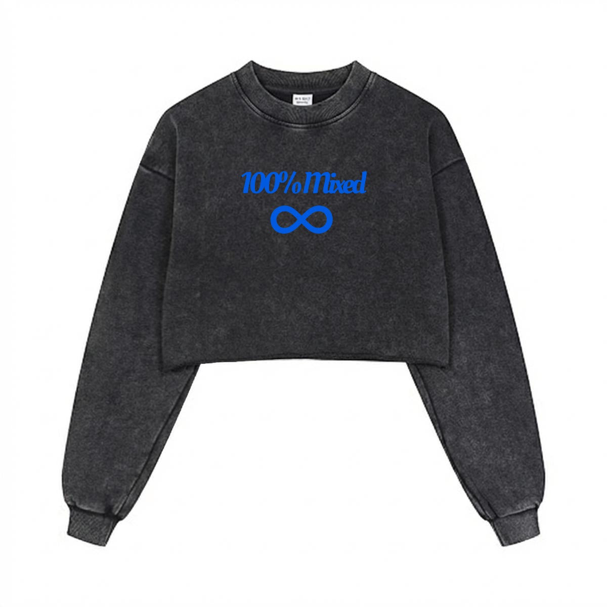 100% Mixed Infinity Cropped Distressed Sweatshirt
