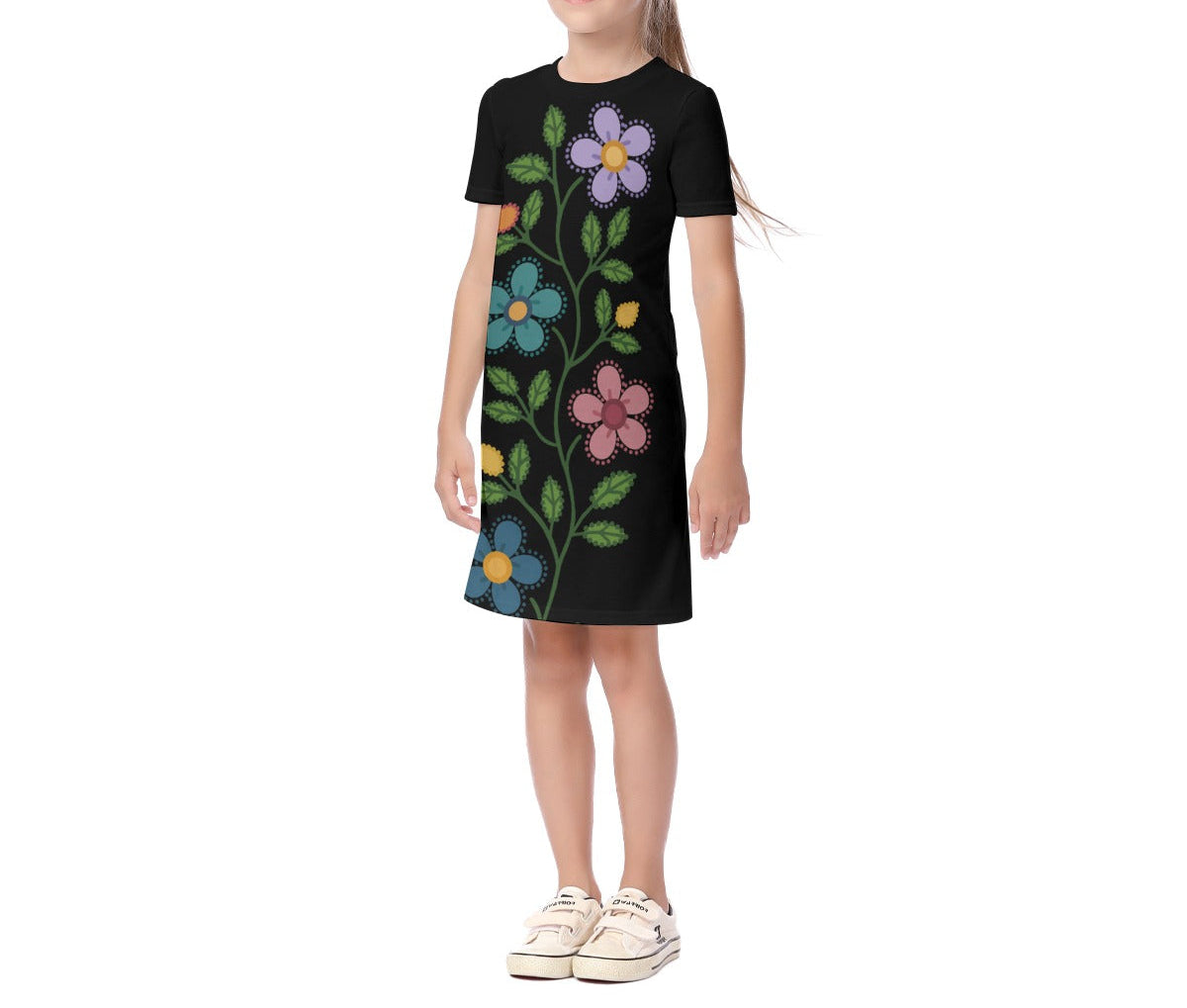 Métis Dotted Floral Short Sleeve Dress