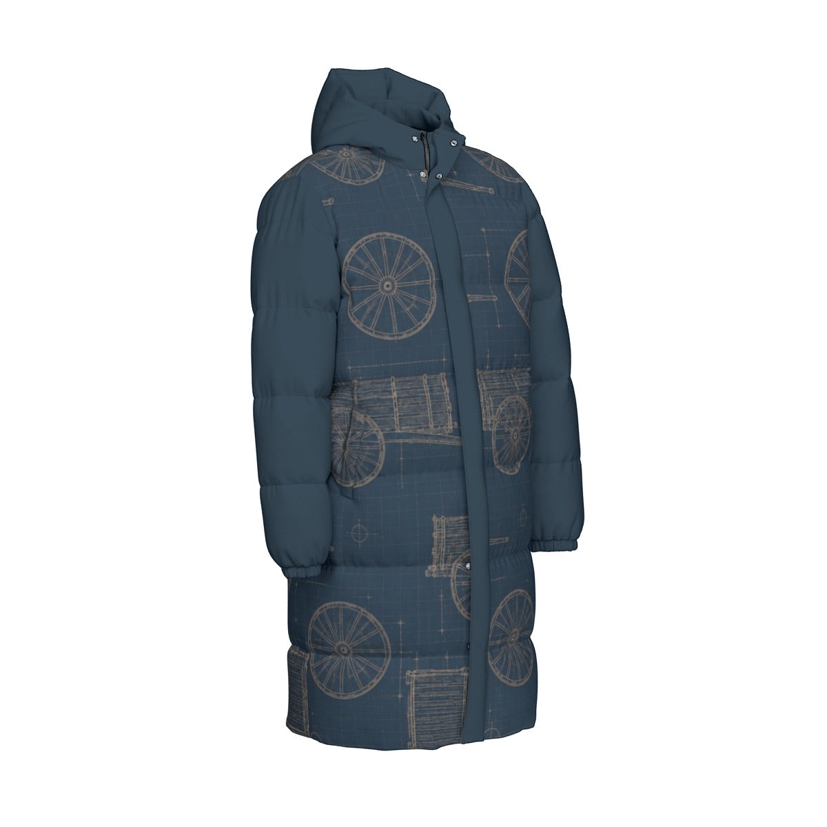 Red River Cart Blueprint Down Filled Jacket