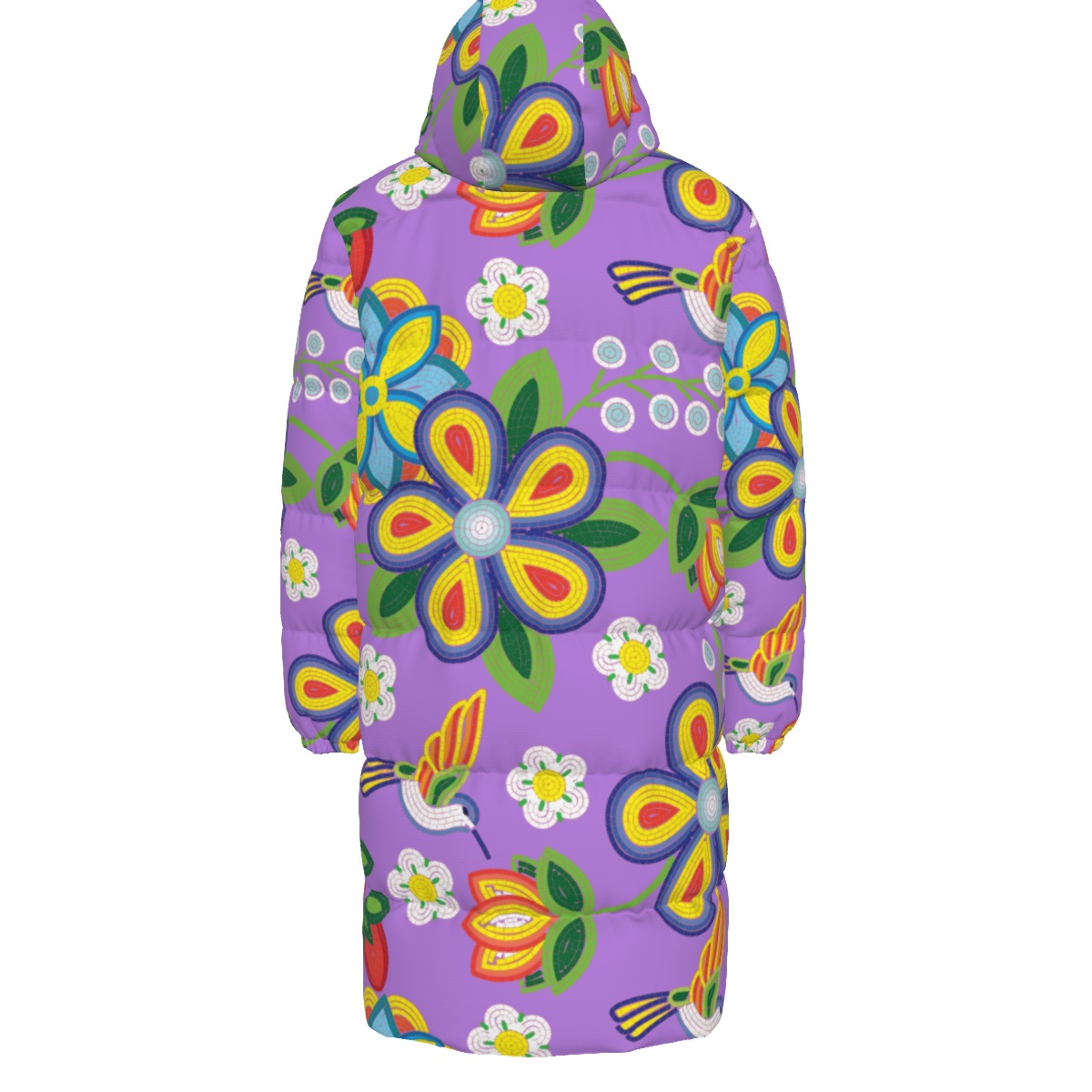 Unisex Métis Lavender Floral Beaded Down Filled Jacket