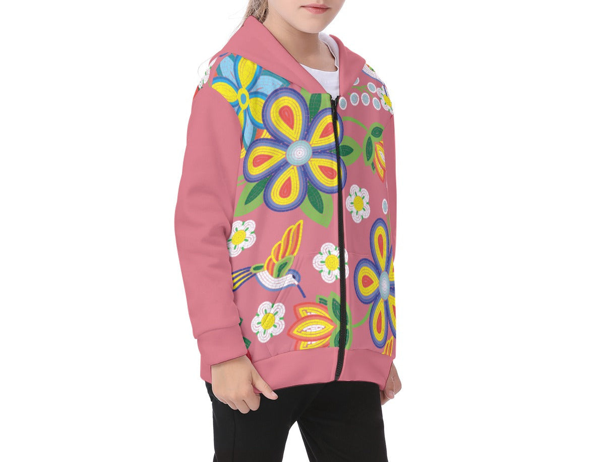 Métis Floral Beaded Fleece Zip Hoodie