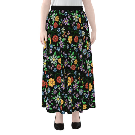 Métis Inspired Floral Beaded Lined Maxi Skirt