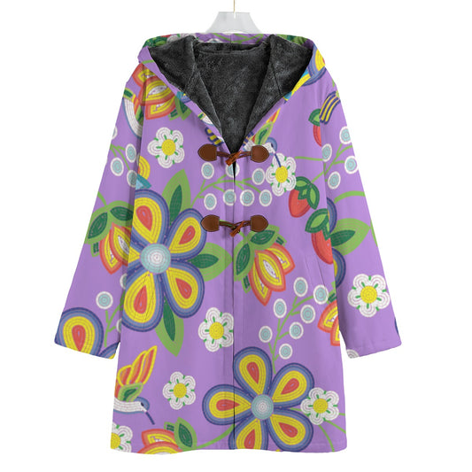 Métis Lavender Floral Beaded Canvas Fleece Jacket