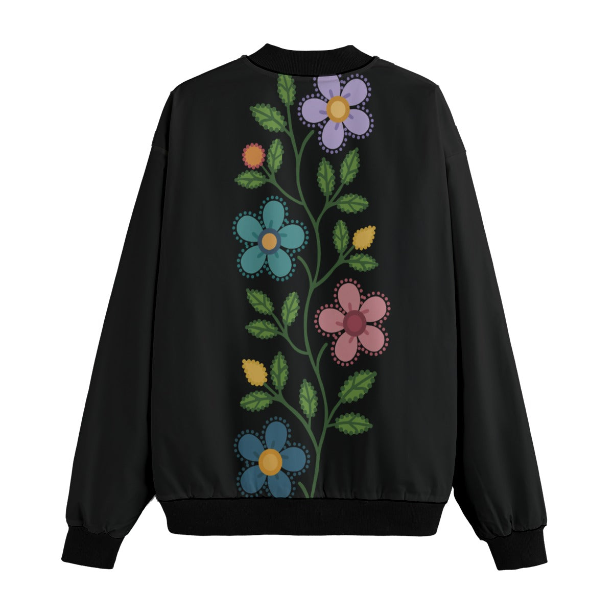Métis Dotted Floral Fleece Bomber Jacket