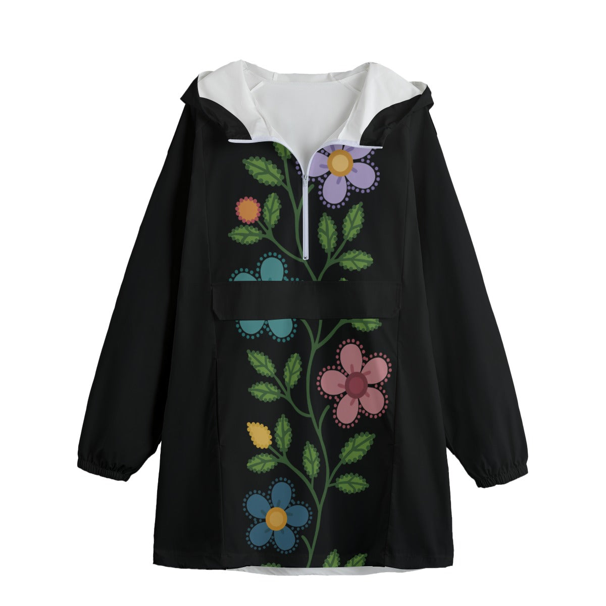 Unisex Métis Dotted Floral Windbreaker Rain Coat