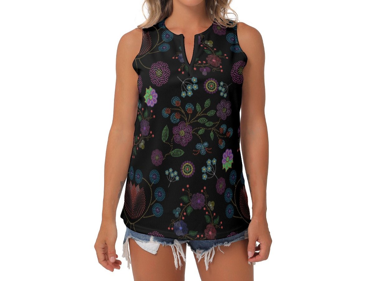 Women's Métis Floral Dotted Sleeveless V-Neck Top