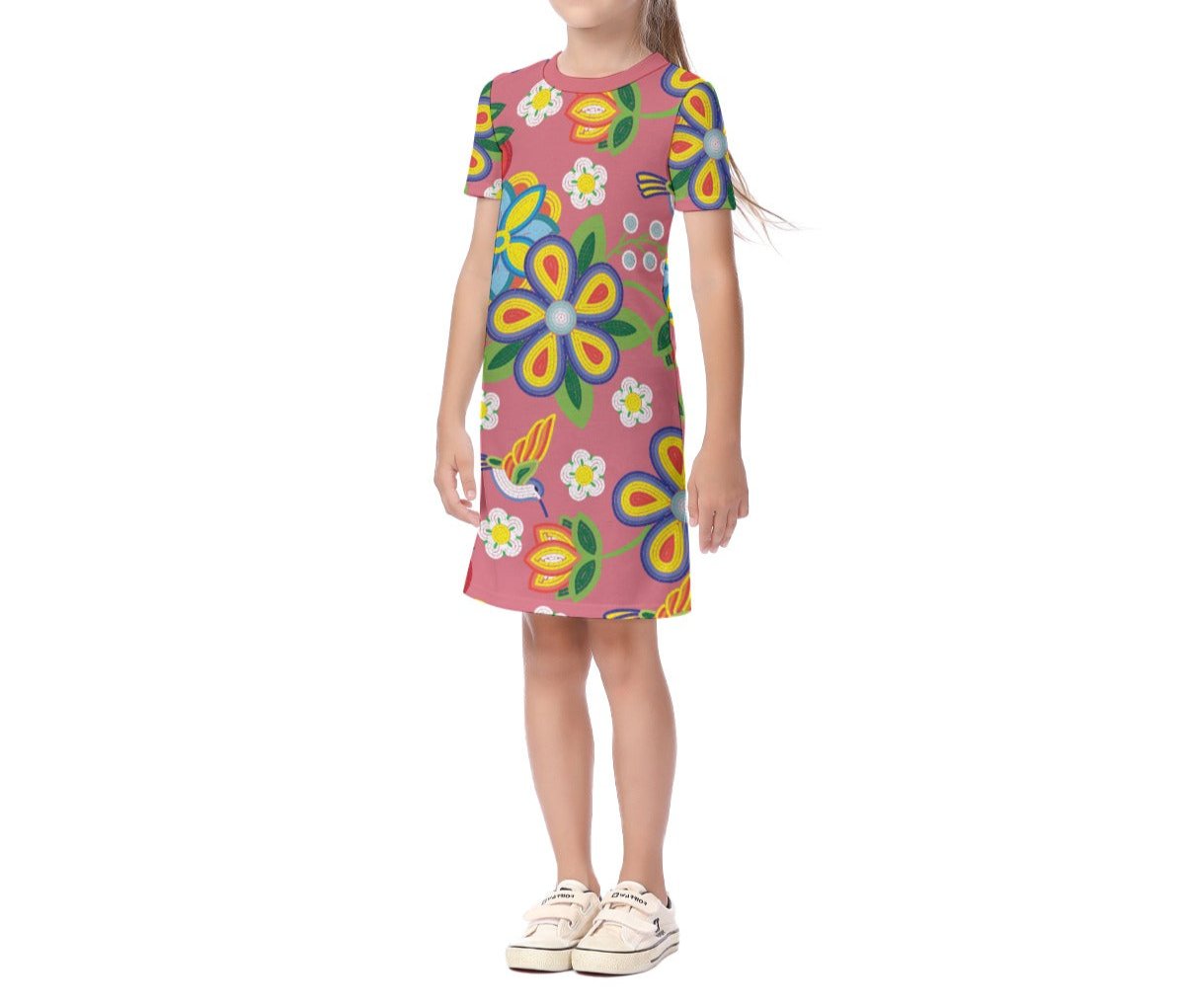 Children's Métis Floral Beaded Short Sleeve Dress