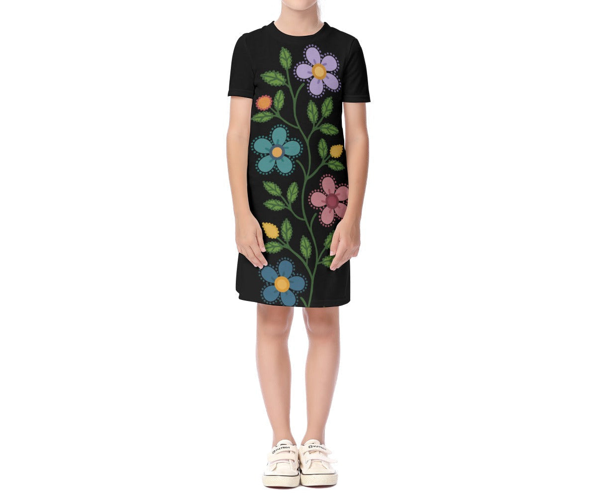 Métis Dotted Floral Short Sleeve Dress