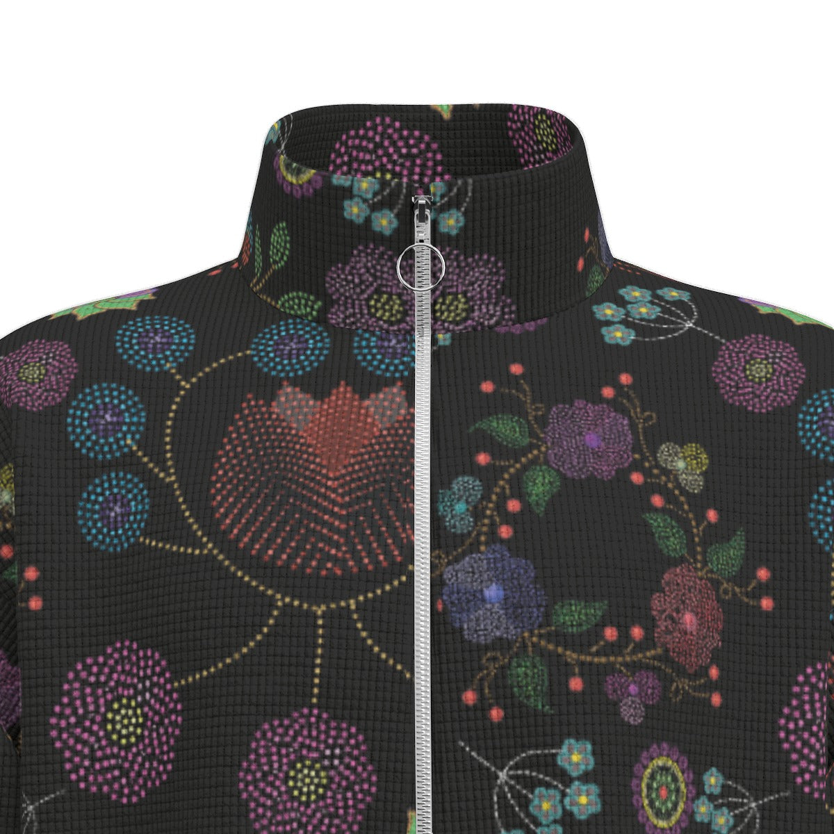 Unisex Métis Floral Dotted Zipper Sweater Jacket