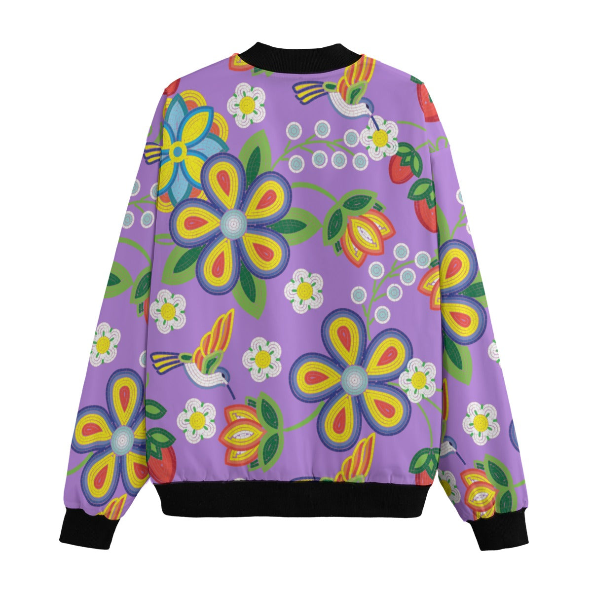 Métis Lavender Floral Beaded Fleece Bomber Jacket