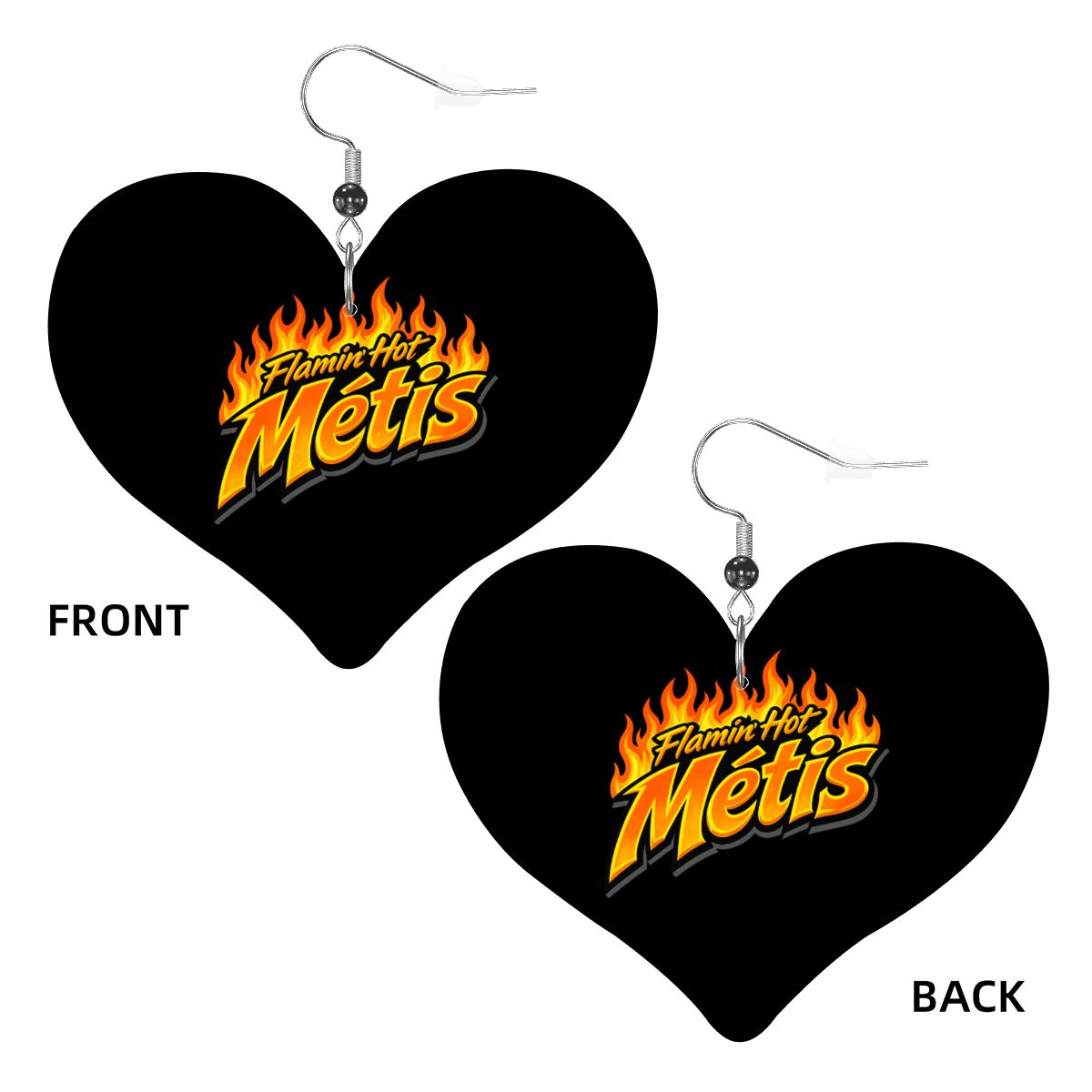 Flamin' Hot Métis Heart Leather Earrings