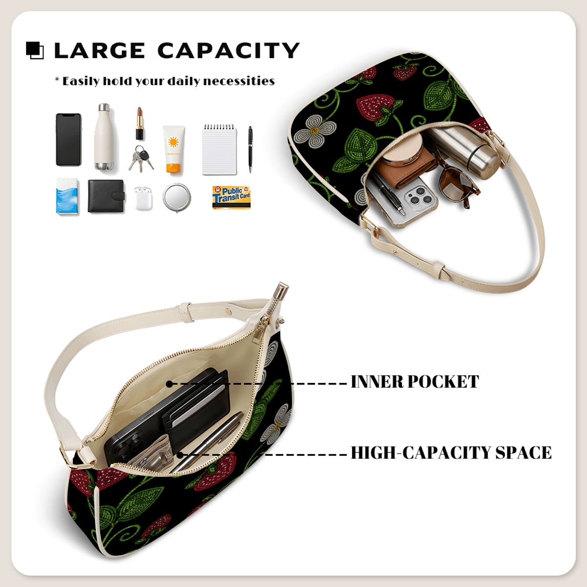 Wild Strawberry Crescent Shoulder Bag