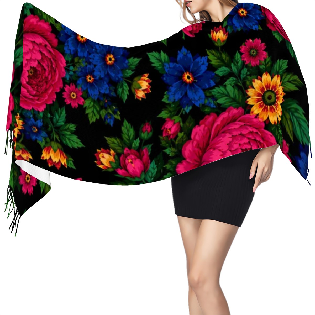 Midnight Kokum Floral Infinity Scarf