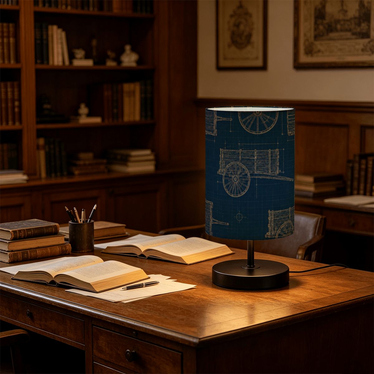 Red River Cart Blueprint Ambient Table Lamp