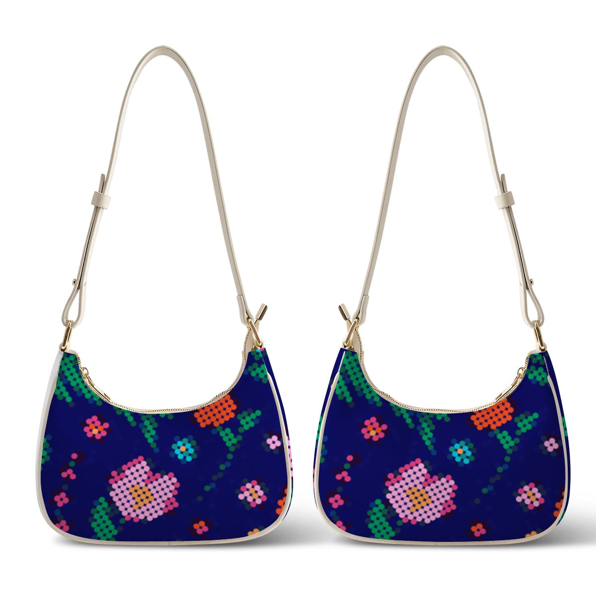 Métis Dotted Floral Crescent Shoulder Bag